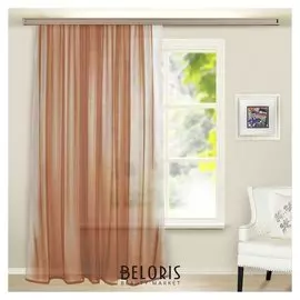 Штора вуаль однотонная 145х260 см, цвет какао
