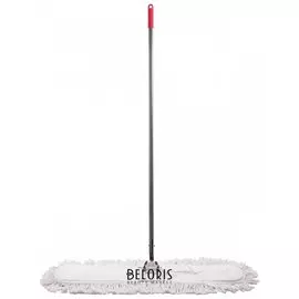 Швабра-рамка 90 см, стальной черенок 125 см, цельный держатель, МОП с завязками, хлопок, ЛАЙМА