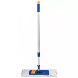 Швабра с флаундером 40 см, телескопический черенок 130 см, резьба 1,6 см, микрофибра / абразив (ТИП К), ЛАЙМА