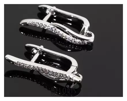 Швензы родированные "Экзотик", цвет белый в серебре