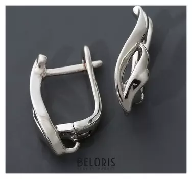 Швензы родированные "Листочек", цвет серебро