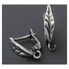 Швензы родированные "Листочек" узкий, цвет серебро