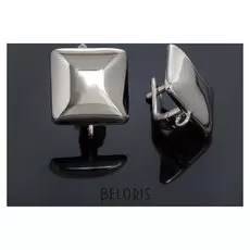 Швензы родированные "Минимал" квадрат, цвет серебро