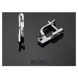 Швензы родированные "Ручка", цвет белый в серебре