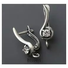 Швензы родированные "Страза", цвет белый в серебре