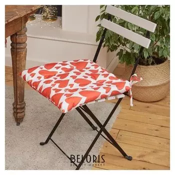 Сидушка на стул "Этель" Red Hearts 42х42см, 100% хл, 190 г/м2