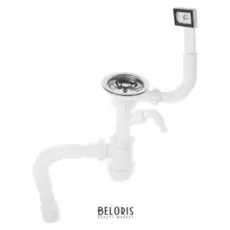 Сифон "АНИ" грот A1045sа15, 3 1/2", прямоуг. перелив, отвод, с гофратрубой 40 X 40/50 мм