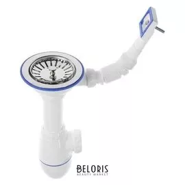 Сифон для мойки Unicorn B410, 3 1/2"х40 мм, с прямоугольным переливом