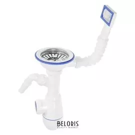 Сифон для мойки Unicorn B430v, 3 1/2"х40 мм, с прямоугольным переливом, с носиком