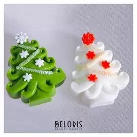 Силиконовая форма для мыла ёлка с гирляндой