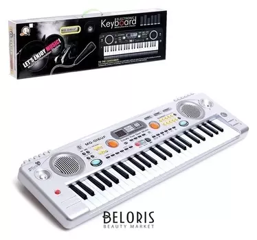 Синтезатор «Играем музыку», с микрофоном, 49 клавиш, LED дисплей, радио, USB, от сети