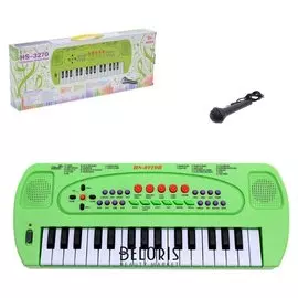 Синтезатор «Музыкант» с микрофоном, цвет зелёный, 32 клавиши