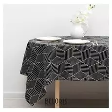 Скатерть доляна 145х145см, тренд черн, 100%пэ, рогожка 200 гр/м