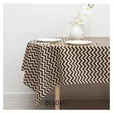 Скатерть доляна 145х145см, зигзаг коричневый, 100%пэ, рогожка 200 гр/м