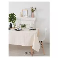 Скатерть "Этель" геометрия 150х250 см, цвет молочный, пл. 192 г/м2, хл с ГМО