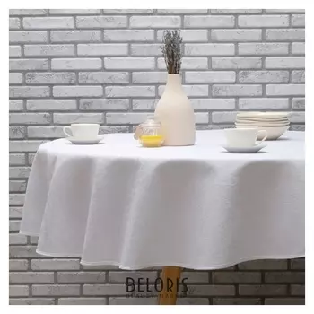Скатерть круглая журавинка 150х150 см, вмго, белый,хлопок 80%, пэ 20%, 190 гр