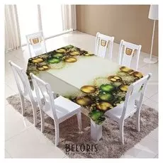 Скатерть новогодние шары 150х220 см, габардин, 100% п/э, 150гр/м2