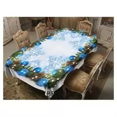 Скатерть ёлочные шары 150х220 см, габардин, 100% п/э, 150гр/м2