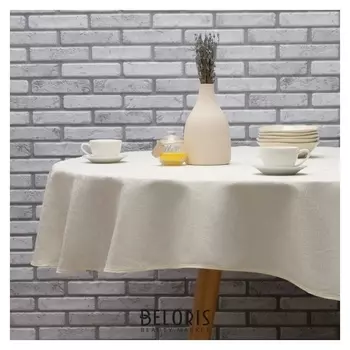 Скатерть овальная журавинка 180х150 см, вмго, жемчуг, хлопок 80%, пэ 20%, 190 гр