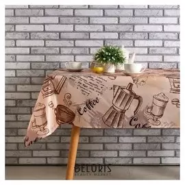 Скатерть оксфорд с пропиткой "Кофейный набор" 140х120 см, п/э 100%