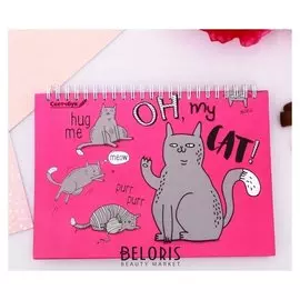 Скетчбук горизонтальный на гребне Oh, My Cat, твёрдая обложка, А5, 80 листов