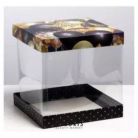 Складная коробка под торт «С днем рождения!», 30 × 30 см