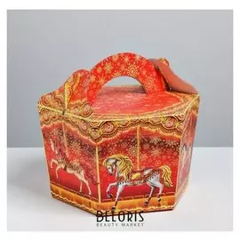 Складная коробка «Счастливого нового года!», 24 х 16 х 28 см, вместимость - 1500 гр.