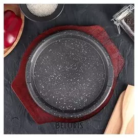 Сковорода «Круг.мрамор», D=22 см, на деревянной подставке