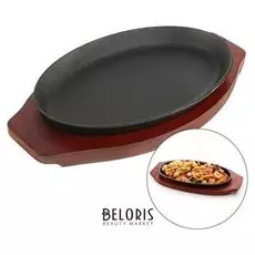 Сковорода «Овал», 27х17 см, на деревянной подставке