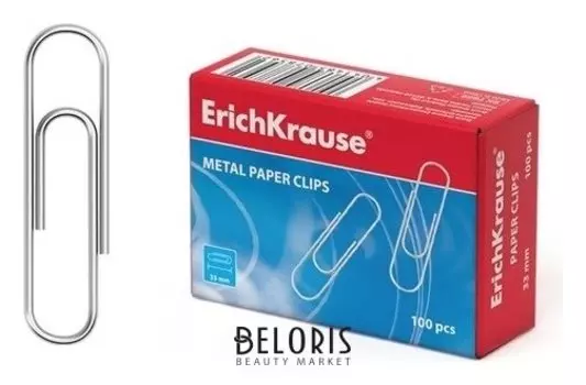 Скрепки канцелярские 33 мм, без покрытия, 100 штук, Erich Krause