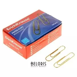 Скрепки канцелярские 33 мм, омедненные, 100 штук Erich Krause