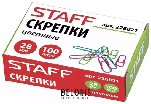 Скрепки Staff, 28 мм, цветные, 100 шт., в картонной коробке
