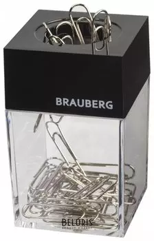 Скрепочница магнитная Brauberg с 30 скрепками, прозрачный корпус