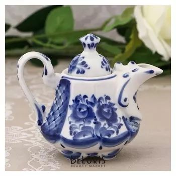 Сливочник «Кофейный», H=13 см, гжель