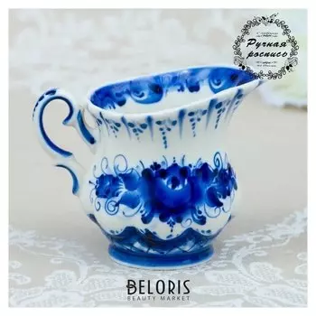 Сливочник "Шатер", гжель, фарфор, 10х13 см