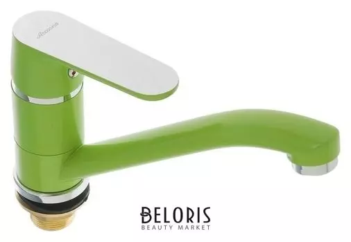 Смеситель для кухни Accoona A4266k, с гайкой, гусак короткий, силумин, цвет зелёный