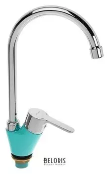 Смеситель для кухни Accoona A4467m, однорычажный, с гайкой, силумин, цвет бирюза