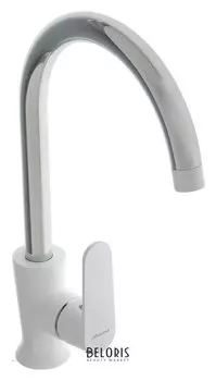 Смеситель для кухни Accoona A4566g, однорычажный, с гайкой, силумин, хром/белый