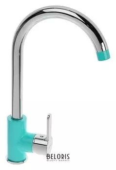 Смеситель для кухни Accoona A4567m, однорычажный, с гайкой, силумин, цвет бирюза