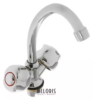 Смеситель для кухни Accoona A4677, двухвентильный, с гайкой, силумин, хром