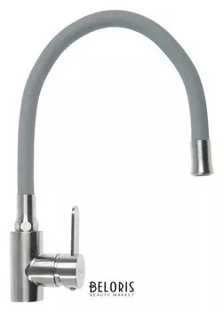 Смеситель для кухни Accoona A48104t, однорычажный, с гайкой, нерж.сталь, серый/сатин