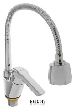 Смеситель для кухни Accoona A4868, однорычажный, гибкий излив, с гайкой, силумин, хром