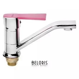 Смеситель для кухни Divino D45230-13, однорычажный, короткий излив, хром-розовый