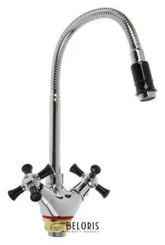 Смеситель для кухни RMS Sl92bl-279f, двухвентильный, высокий излив, хром/черный