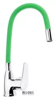 Смеситель для кухни Roegen Rc014g, однорычажный, гибкий излив, цинк, салатовый, хром