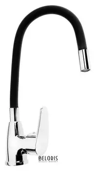 Смеситель для кухни Roegen Rc014n, однорычажный, гибкий излив, цинк, черный, хром