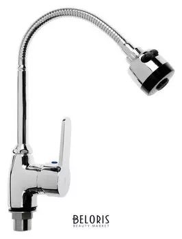 Смеситель для раковины "Цс-см пп801703", однорычажный, гибкий излив, на гайке, латунь, хром