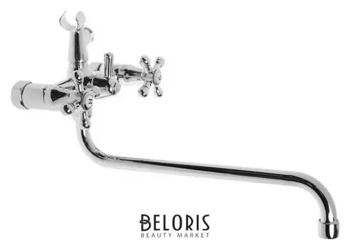 Смеситель для ванны "Центр сантехники" 6766, двухвентильный, настенный, с душевым набором, латунь, хром