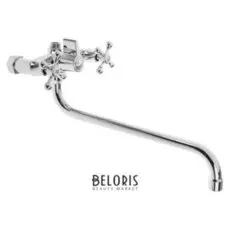 Смеситель для ванны RMS Sl71-140, двухвентильный, длинный излив, душевая лейка и шланг, хром