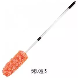 Сметка-метелка для смахивания пыли ЛАЙМА, телескопическая стальная ручка, 160 см, оранжевая